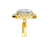 Yellow gold Radiant Halo Diamond Solitaire with Pavé Band and Four-Prong Setting_91
