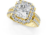 Yellow gold Radiant Halo Diamond Split Shank Engagement Ring with Prong Setting_64
