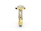 Yellow gold Radiant Halo Diamond Split Shank Engagement Ring with Prong Setting_65