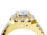Yellow gold Radiant Halo Diamond Split Shank Engagement Ring with Prong Setting_67