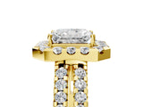 Yellow gold Radiant Halo Diamond Split Shank Engagement Ring with Prong Setting_68
