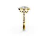 Yellow gold Radiant Halo Pavé Diamond Engagement Ring with Bezel Setting_22
