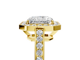 Yellow gold Radiant Halo Pavé Diamond Engagement Ring with Bezel Setting_25