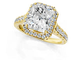 Yellow gold Radiant Halo Pavé Diamond Engagement Ring with Four-Prong Setting_27