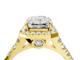 Yellow gold Radiant Halo Pavé Diamond Engagement Ring with Four-Prong Setting_30