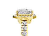 Yellow gold Radiant Halo Pavé Diamond Engagement Ring with Four-Prong Setting_31
