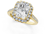 Yellow gold Radiant Halo Pavé Diamond Engagement Ring with Four-Prong Setting_4