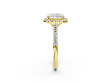 Yellow gold Radiant Halo Pavé Diamond Engagement Ring with Four-Prong Setting_5