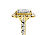 Yellow gold Radiant Halo Pavé Diamond Engagement Ring with Four-Prong Setting_8