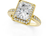 Yellow gold Radiant Halo Pave Band Solitaire Ring with Prong Setting_66