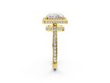 Yellow gold Radiant Halo Pave Band Solitaire Ring with Prong Setting_67