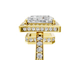 Yellow gold Radiant Halo Pave Band Solitaire Ring with Prong Setting_70