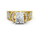 Yellow gold Radiant Halo Pave Diamond Engagement Ring with Milgrain Detailing_49