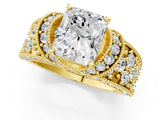 Yellow gold Radiant Halo Pave Diamond Engagement Ring with Milgrain Detailing_50