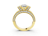 Yellow gold Radiant Halo Pave Diamond Engagement Ring with Milgrain Detailing_52