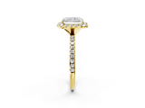 Yellow gold Radiant Halo Round Diamond Pavé Band Four-Prong Ring_5