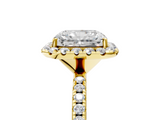 Yellow gold Radiant Halo Round Diamond Pavé Band Four-Prong Ring_8