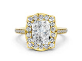 Yellow gold Radiant Halo Round Diamond Pave Band with Four-Prong Setting_38