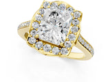 Yellow gold Radiant Halo Round Diamond Pave Band with Four-Prong Setting_39