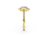 Yellow gold Radiant Halo Round Diamond Pave Band with Four-Prong Setting_40
