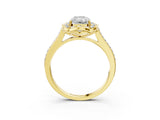Yellow gold Radiant Halo Round Diamond Pave Band with Four-Prong Setting_41