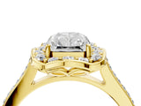 Yellow gold Radiant Halo Round Diamond Pave Band with Four-Prong Setting_42