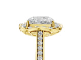 Yellow gold Radiant Halo Round Diamond Pave Band with Four-Prong Setting_43