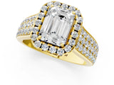 Yellow gold Radiant Halo Round Diamond Pave Band with Prong Setting 1