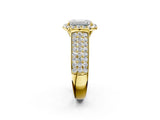 Yellow gold Radiant Halo Round Diamond Pave Band with Prong Setting 2
