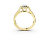 Yellow gold Radiant Halo Round Diamond Pave Band with Prong Setting 3