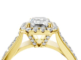 Yellow gold Radiant Halo Round Diamond Pave Band with Prong Setting 4