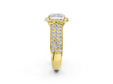 Yellow gold Radiant Halo Round Diamond Pave Band with Prong Setting_40