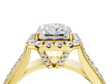 Yellow gold Radiant Halo Round Diamond Pave Band with Prong Setting_42