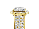 Yellow gold Radiant Halo Round Diamond Pave Band with Prong Setting_43