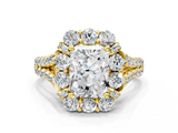Yellow gold Radiant Halo Split Shank Diamond Engagement Ring with Pave Band and Four-Prong Setting_54