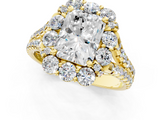 Yellow gold Radiant Halo Split Shank Diamond Engagement Ring with Pave Band and Four-Prong Setting_55