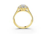 Yellow gold Radiant Halo Split Shank Diamond Engagement Ring with Pave Band and Four-Prong Setting_57