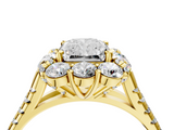 Yellow gold Radiant Halo Split Shank Diamond Engagement Ring with Pave Band and Four-Prong Setting_58