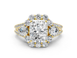 Yellow gold Radiant Halo Split Shank Diamond Engagement Ring with Prong Setting_20