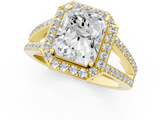 Yellow gold Radiant Halo Split Shank Diamond Ring with Four-Prong Setting_37