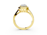 Yellow gold Radiant Halo Split Shank Diamond Ring with Four-Prong Setting_39
