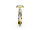 Yellow gold Radiant Halo Split Shank Diamond Ring with Pavé Setting 2