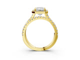 Yellow gold Radiant Halo Split Shank Diamond Ring with Pavé Setting 3