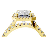 Yellow gold Radiant Halo Split Shank Diamond Ring with Pavé Setting 4