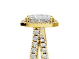 Yellow gold Radiant Halo Split Shank Diamond Ring with Pavé Setting 5