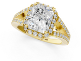 Yellow gold Radiant Halo Split Shank Diamond Ring with Prong Setting_21