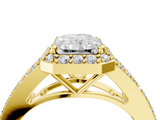 Yellow gold Radiant Halo Split Shank Diamond Ring with Prong Setting_24