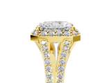 Yellow gold Radiant Halo Split Shank Diamond Ring with Prong Setting_25