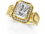 Yellow gold Radiant Halo Split Shank Milgrain Diamond Ring_19