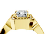 Yellow gold Radiant Halo Split Shank Milgrain Diamond Ring_22